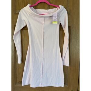 NWT Bubble Gum Pink Ribbed Dress PTP 12” Length 28”Waist 11.5” Neck 14” Stretchy